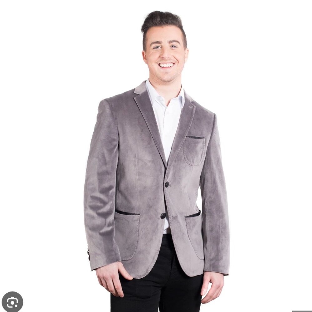 NWT Elie Balleh Soft Velvet Jacket | Made In Italy | Gray Sportcoat Size 34-36 S